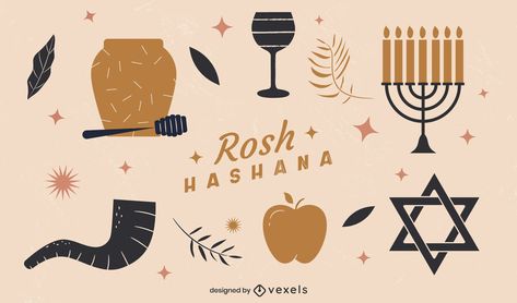 Rosh Hashanah Flat Illustrated Elements #AD , #Hashanah, #Rosh, #Illustrated, #Elements, #Flat Rosh Hashanah Illustration, Graphic Deisgn, Freelance Design, Food Flyer, Holiday Graphics, Rosh Hashana, Mo Design, Rosh Hashanah, Jewish Holidays