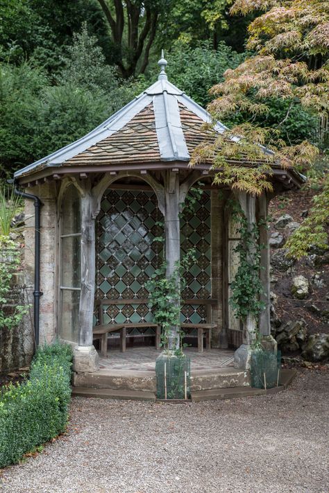 Tyntesfield | Tyntesfield is a Victorian Gothic Revival house and estate near Wraxall, North Somerset, England. The house is a Grade I listed building named after the Tynte baronets, who had owned estates in the area since about 1500. Victorian Shed, Victorian House Garden, Victorian Gazebo Ideas, Gothic Gazebo, English Garden Gazebo, Tyntesfield House, Victorian Gazebo, Victorian Gothic Revival, Gravetye Manor Gardens