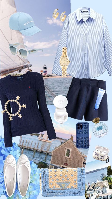 #coastal#blue#hamptons#outfit#outfitinspo#aesthetic# Hamptons Aesthetic Outfits, Coastal Outfits, Hamptons Outfit, Grandma Vibes, Hamptons Aesthetic, Romantic Life, Coastal Maine, Coastal Grandma, Hamptons Style