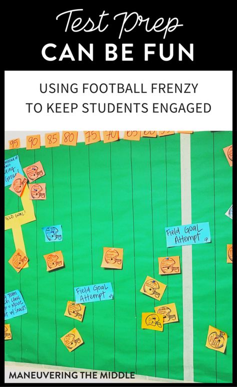 Your students will be begging to play "Football Frenzy"  to review for upcoming tests! Learn how to easily create this interactive game in your own classroom. Exercises At Work, Map Testing, Test Prep Fun, Staar Test Prep, Teacher Tricks, Reading Test Prep, Staar Test, School Testing, Reading Test