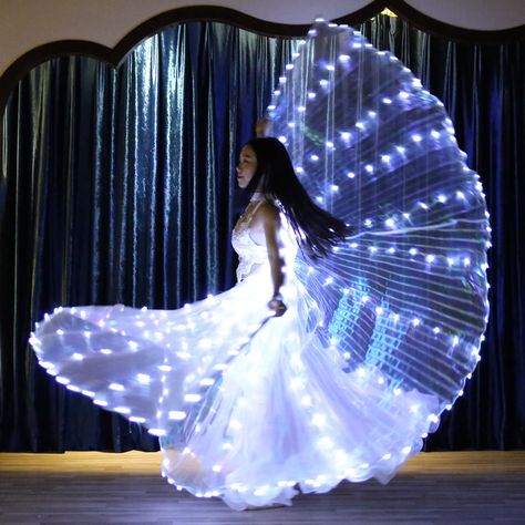 Light Up 316 Leds Belly Dance Isis Wing For Ladies Led Dance Cape or Capes With Telescopic Stick Led Butterfly, Rainbow Wings, Light Up Costumes, Kids Stage, Belly Dance Accessories, Butterfly Costume, Led Dance, Dance Accessories, Wings Costume