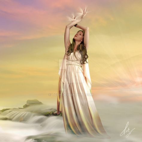 Hemera: the goddess of the day by Tebh on DeviantArt Mythical Gods, Aurora Goddess, Goddess Of Night, Mythological Gods, Greece Mythology, Celtic Gods, Ancient Goddesses, Roman Gods, Greek And Roman Mythology