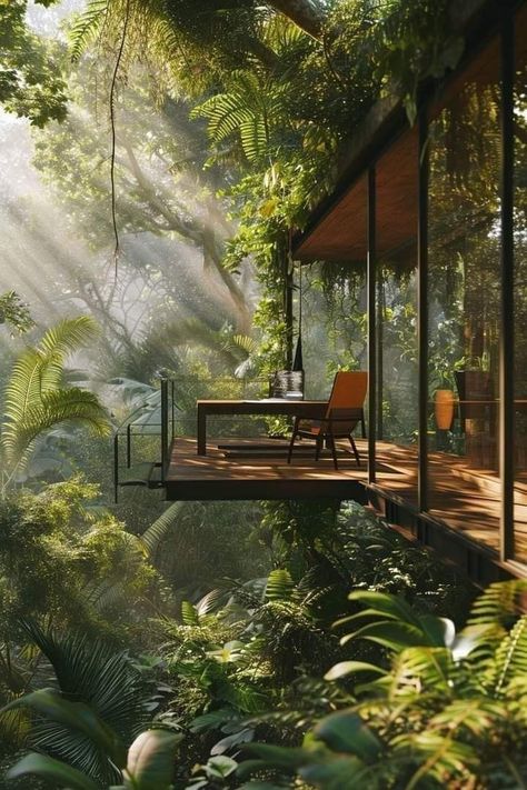 Tropical Retreat House, Modern Treehouse, Rainforest Canopy, Dream Hotel, Photography House, California Life, Jungle House, Architecture Nature, Homes Exterior