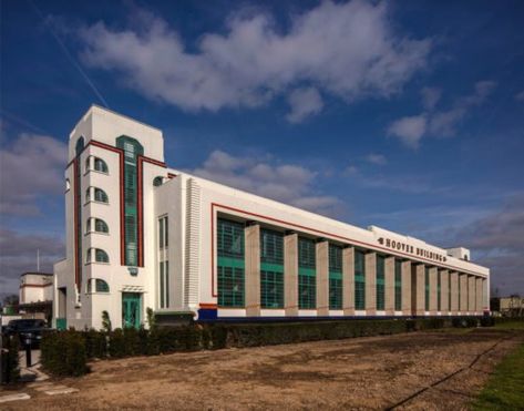 Luxury apartments renovation of the historic London Art Deco factory Hoover Building by Interrobang. London Uk Apartments, Crystal Building, Hoover Building, Terrazzo Art, Art Deco Exterior, Historic London, Building Renovation, London Landmarks, Art Deco Buildings