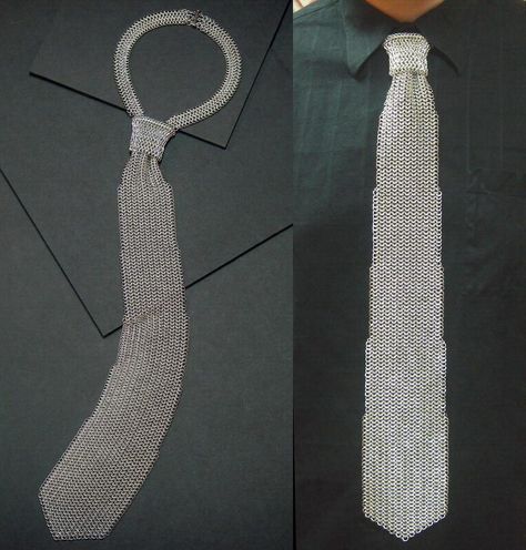 Chainmail Necktie by BorosilicateArachnid Chainmail Tie, Chainmail Collar, Knitted Chainmail, Knight Chainmail, Luxury Chainmail Metal Necklace, My Free Time, Chain Mail, Free Time, Necktie