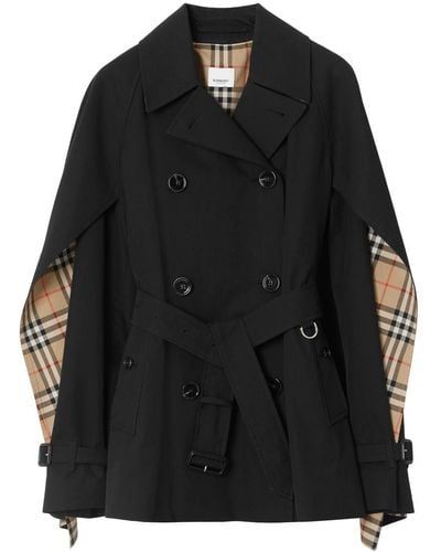 Burberry Trench coats for Women | Online Sale up to 79% off | Lyst Burberry Cape, Cropped Trench Coat, Cape Designs, Burberry Trench, Burberry Trench Coat, Trench Jacket, Burberry Jacket, Cape Sleeves, Trench Coat Black