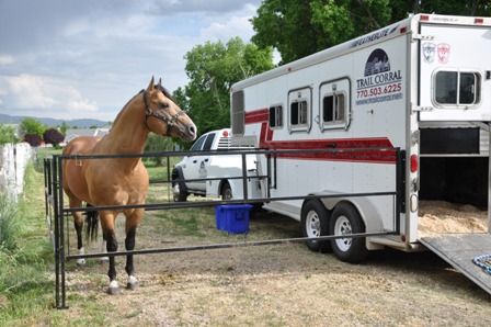 Camping In Horse Trailer, Portable Horse Corral, Horse Trailer Hacks, Horse Trailer Organization, Horse Camping, Horse Transport, Horse Trailer Living Quarters, Hunter Horse, Livestock Trailers