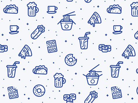 Animated Food Pattern by Alex Kunchevsky Icon Pattern Design, Food Pattern Design, Food Illustrations Design, Food Pattern Illustration, Animated Pattern, Cafe Pattern, Animated Food, Food Illustration Design, Coffee Shop Branding