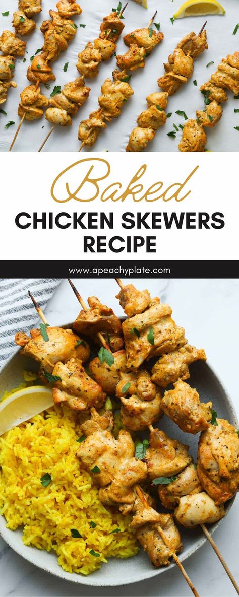 Chicken Skewers Recipes Oven, Chicken Skewers In The Oven, Baked Chicken Skewers Oven, Baked Chicken Skewers, Chicken Skewers In Oven, Skewers In The Oven, Baking Chicken, Teriyaki Chicken Skewers, Easy Oven Baked Chicken