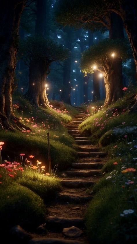 Fairy Land Magical Forest, Fairy Magic Mystical Forest, Fairy Forest Wallpaper, Enchanted Forest Night, Forest In The Night, Magical Fairy Forest, Writing Brainstorming, Enchanted Fairy Forest, Forest Fairy Aesthetic