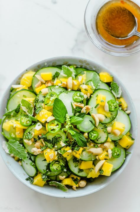 Salad For Curry Dish, Side Dishes For Curry, Sides For Curry Dishes, Thai Sides, Cucumber Salad Thai, Mango And Cucumber Salad, Curry Sides, Thai Chili Mango Salad, Thai Green Mango Salad