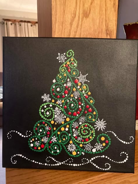 Dot Christmas Tree, Christmas Dotting Art, Dot Paint Christmas Tree, Christmas Mandala Art, Christmas Dot Painting, Christmas Ornament Dot Art, Dot Mandala Christmas Tree, Christmas Ornament Dot Painting, Mandala Dot Painting Snowflake