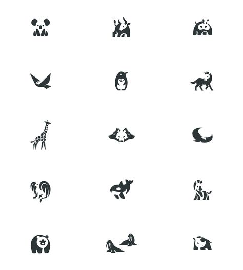 Negative Space Animal Logos by Bodea Daniel Negative Space Animals, Animal Logos, Logo Animal, Space Animals, Animal Icon, Illustration Photography, Pet Logo Design, Photography Architecture, Best Logo Design