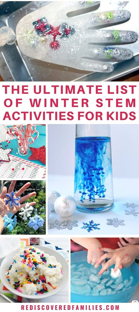 Winter Stem Activities For Kids, Winter Break Bucket List, Snow Activities For Kids, Activities For January, Steam Activities Elementary, Holiday Stem Activities, Winter Stem Challenges, Elementary Activity, January Lesson Plans