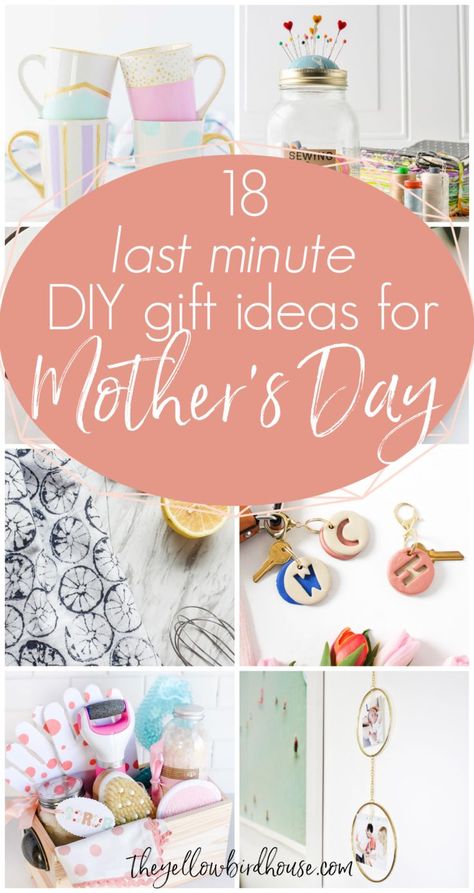 18 Last minute DIY Mother's Day gifts. These DIY gifts are simple to make or assemble in a hurry, no hard to find materials required! Mothers Day Baskets, Easy Mother's Day Crafts, Ideas For Mother's Day, Cute Mothers Day Gifts, Last Minute Birthday Gifts, Anniversaire Diy, Homemade Mothers Day Gifts, Grandmas Mothers Day Gifts, Diy Gifts For Mom