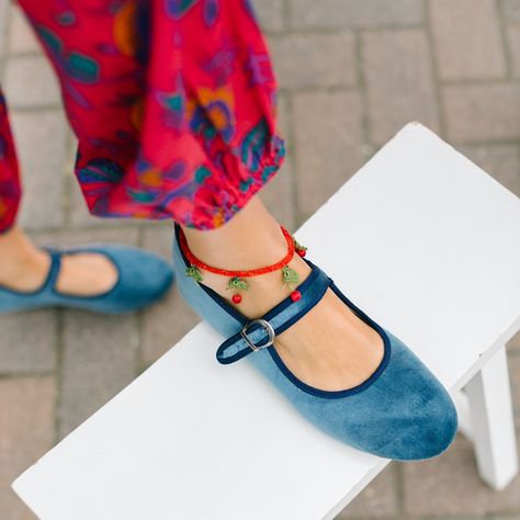 Blue is the colour of sadness they say, we obviously don’t agree ☺️ Blue Velvet Mary Jane’s perfect shade gives us just joy, especially when combined with the cherry anklets! 🍒 Don’t forget to check our Summer Bundle to get your discount when you order both at the same time 😎 #MOILondon Velvet Mary Janes, Court Heels, Fall Shoes, Blue Velvet, Mary Janes, Anklets, Vision Board, Cherry, Blue Color