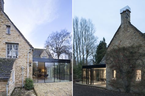 Yew Tree House Cotswold House, Cottage Extension, Yew Tree, Cottage Modern, Glass Extension, Modern Extension, Building Contractors, Kitchen And Dining Room, Georgian Homes