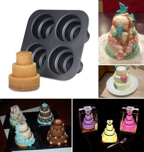 3 Tiers Mini Cake Mold Cake Equipment, Cake Moulds, Mini Wedding Cakes, Three Tier Cake, Mini Torte, 3 Tier Cake, Must Have Kitchen Gadgets, Cakes And Cupcakes, Tier Cake