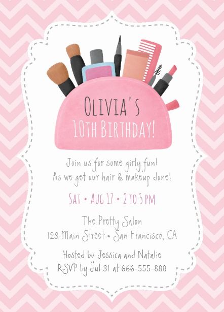 Makeup Birthday Invitations, Barbie Makeup Birthday Party, Makeup Theme Birthday Party, Girls Makeup Party, Makeup Party Ideas, Make Up Birthday, Makeup Birthday Party, Girls 9th Birthday, Make Up Party