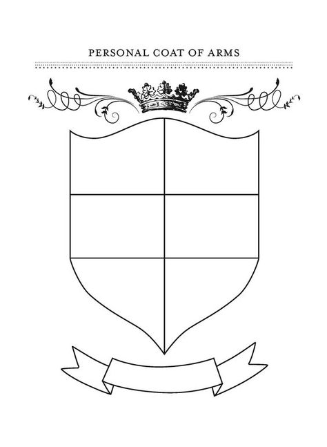 FREE Printable Coat of Arms Template - Homeschool Giveaways Coat Of Arms Template, Personal Coat Of Arms, Family Crest Template, Crest Template, Gratitude Crafts, Shield Template, Recreation Therapy, Etiquette Vintage, Art Therapy Activities