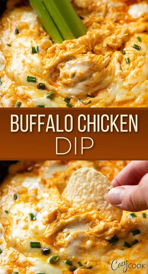 Buffalo Chicken dip with a tortilla chip being dipped into it. Multigrain Crackers, Spicy Buffalo Chicken Dip, Chicken Appetizer Recipes, Healthy Buffalo Chicken Dip, Buffalo Chicken Dip Easy, Spicy Buffalo Chicken, Chicken Dip Recipe, Buffalo Chicken Dip Recipe, Chicken Appetizers