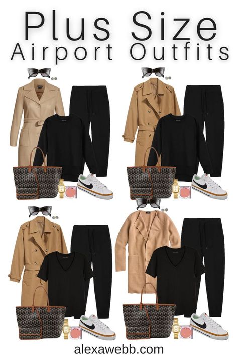 Airport Outfit Plus Size Travel, Airport Plus Size Outfit, Business Casual Outfits For Women Summer Plus Size Style Inspiration, Alexa Webb Fall 2023, Best Travel Outfits For Plus Size Women, Spain Outfit Ideas Plus Size, Plus Size Airport Outfit Fall, Travel Plus Size Outfits, Plus Size Flight Outfit