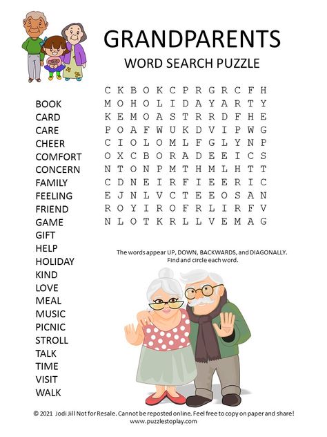 Grandparents Word Search Puzzle Grandparents Day Activities For Seniors, Grandparents Day At School Ideas, Grandparents Day Worksheets, Free Grandparents Day Printables, Grandparents Day Activities For School, Grandparents Day Ideas For School, Grandparents Day Activities, Learning Websites For Kids, Free Word Search Puzzles