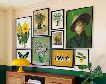 7ArtPrints - Etsy 1930s Living Room Ideas, Eclectic Paintings, Cool Room Decor, Eclectic Gallery Wall, Eclectic Wall Art, Gallery Wall Art Set, Décor Boho, Gallery Wall Art, Boho Dekor