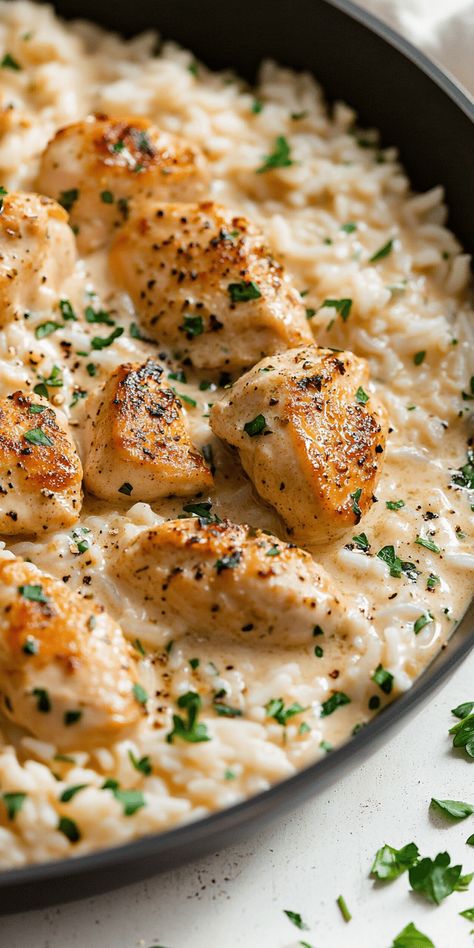 Creamy Herb Chicken & Basmati Rice – Chasety Blue Zones Recipes, Chicken And Rice Dishes, Herb Chicken, Quick Weeknight Dinners, Holiday Side Dishes, Basmati Rice, Chicken Dishes Recipes, Chicken Seasoning, Rice Dishes