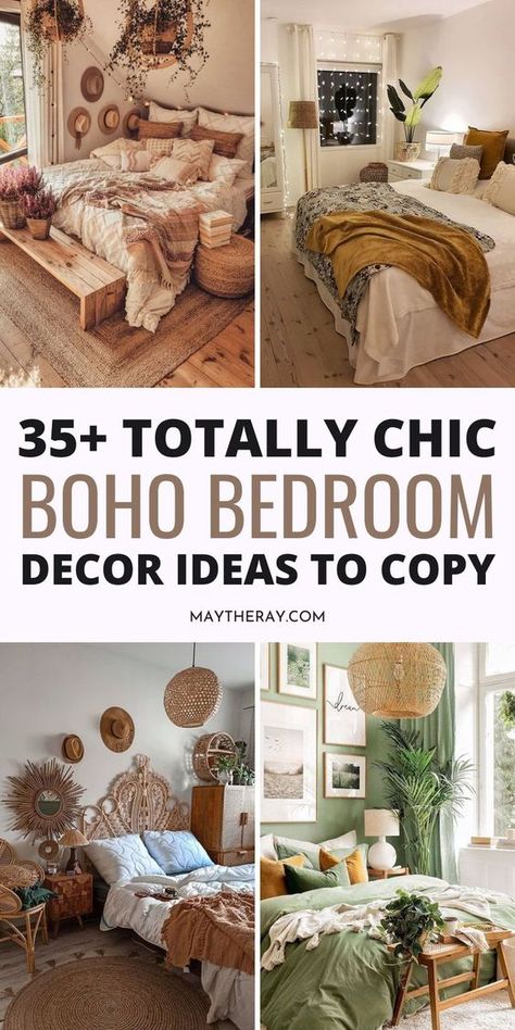 Bedroom Ideas Bohemian, Deco Boheme Chic, Boho Style Bedroom, Diy Boho Decor, Boho Bedroom Ideas, Boho Chic Bedroom, Boho Room Decor, Stil Boho, Bohemian Bedroom Decor