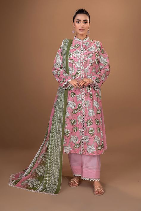 3 piece unstitched lawn cotton collection Lawn Dresses Designs, Lawn Dress Design, Printed Kurti Designs, Stitching Ideas, Lawn Suit, Stylish Short Dresses, Lawn Dress, Fancy Dresses Long, Dress Design Patterns