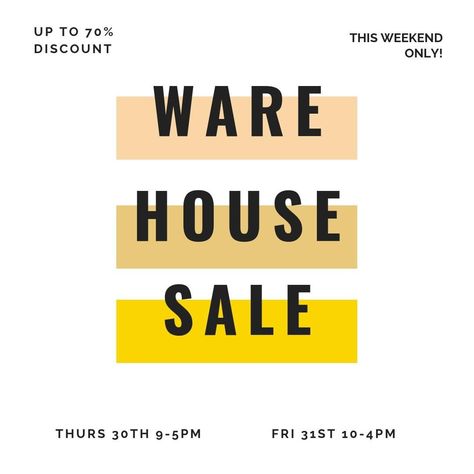 White Moss on Instagram: “SUMMER WAREHOUSE SALE - UP TO 70% DISCOUNT!!⠀ ⠀ It's tomorrow! Leave us a high five if you're excited as we are 🖐️⠀ ⠀ Great discounts to be…” Warehouse Sale Design, Up To 50 Off Sale Poster, Store Location Poster Design, Inventory Sale Graphic, Garage Sale Flyer, Warehouse Sale Poster, Fashion Sale Design, Christmas Shop Window, Christmas Decorations Living Room