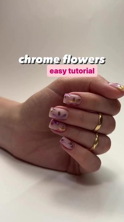 My client was amazed 💅🏻I that was the goal!! You can also keep the b... | chrome nails | TikTok Pink Chrome Nails, Chrome Nail Art, Chrome Nails Designs, Nude Nail Designs, Flower Nail Designs, Nail Designs Glitter, Sparkly Nails, Dip Powder, Floral Nails