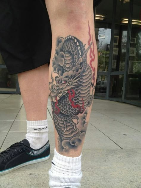 Leg tattoo. Dragon Leg Tattoo Dragon, Dragon Tattoo Leg, Tattoos Leg, Dragon Tattoos For Men, Shin Tattoo, Mark 10 9, Tattoo Dragon, Tattoo Couple, Tattoo Leg