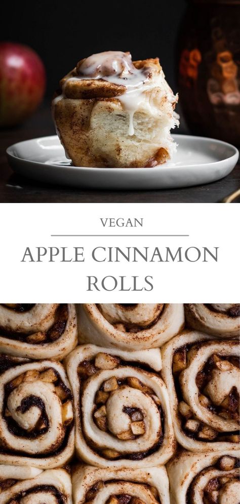 Maple Icing, Vegan Apple Pie, Apple Cinnamon Rolls, Vegan Cinnamon Rolls, Vegan Baking Recipes, Apple Maple, Vegan Apple, Vegan Brunch, Vegan Bakery