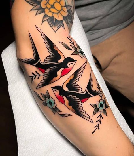 7. Bigger and bolder Panda Tatoos, Nautical Themed Tattoos, Traditional Tattoo Arm, Best Feminine Tattoos, Traditional Swallow Tattoo, Swallow Tattoos, Swallow Tattoo Design, Traditional Tattoo Flowers, Idea Tattoo