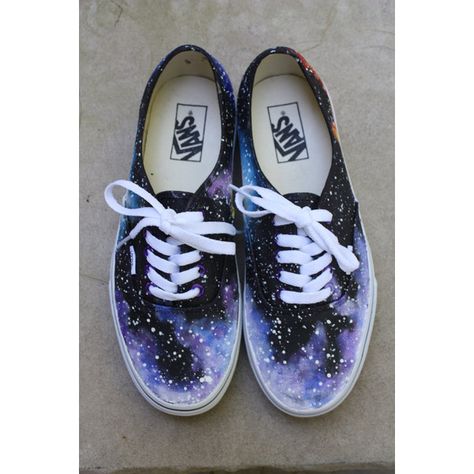 Galaxy Vans Sneakers Custom Hand Painted Send in Your Own Shoes ($55) ❤ liked on Polyvore featuring shoes, sneakers, vans trainers, vans footwear, galaxy shoes, vans shoes and planet shoes Painted Wedding Shoes, Custom Painted Vans, Vans Art, Vans Shoes Fashion, Galaxy Converse, Galaxy Shoes, Galaxy Vans, Vans Trainers, Painted Vans