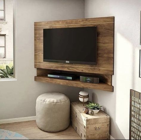 Tv In Corner Of Living Room, Corner Tv Ideas, Tv Angle, Tv Corner, Corner Tv Cabinets, Tv Mounted, Corner Tv Unit, Tv Ideas, Living Room Tv Unit Designs