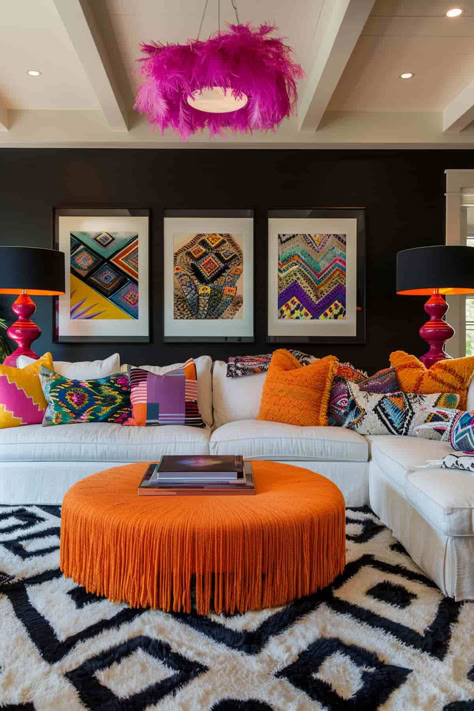 21 Funky Living Room Ideas That Are Full of Fun and Flair! Funky Living Room Ideas, Funky Living Room, Maximalist Living Room, Electric Colors, Fun Living Room, Funky Living Rooms, Colourful Living Room Decor, Vibrant Living Room, Pink Living Room