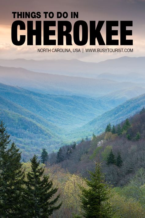 Planning a trip to Cherokee, NC? This travel guide will show you the top attractions, best activities, places to visit & fun things to do in Cherokee, NC. Start planning your itinerary & bucket list now! #Cherokee #CherokeeNC #northcarolina #thingstodoinCherokee #usatravel #usatrip #usaroadtrip #travelusa #ustravel #ustraveldestinations #americatravel #travelamerica #vacationusa Things To Do In Highlands Nc, Things To Do In North Conway Nh, Cashiers Nc Things To Do, Things To Do In Greensboro Nc, Cherokee North Carolina Things To Do In, Cherokee North Carolina, Nc Waterfalls, Cherokee Nc, Smokey Mountains Vacation