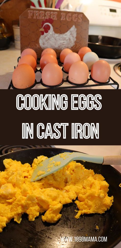 Eggs In Cast Iron Skillet, The Best Scrambled Eggs, Easy Scrambled Eggs, Best Scrambled Eggs, Cooking Without Oil, Egg Skillet, Cook Eggs, Scrambled Eggs Recipe, How To Make Eggs