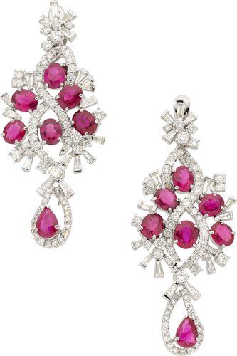 Estate Jewelry:Earrings, Ruby, Diamond, White Gold Earrings. ... White Gold Drop Earrings, Burmese Ruby, Diamond Dangle Earrings, Statement Earring, White Gold Earrings, White Gold Jewelry, Ruby Gemstone, Lovely Jewellery, Diamond Drop Earrings