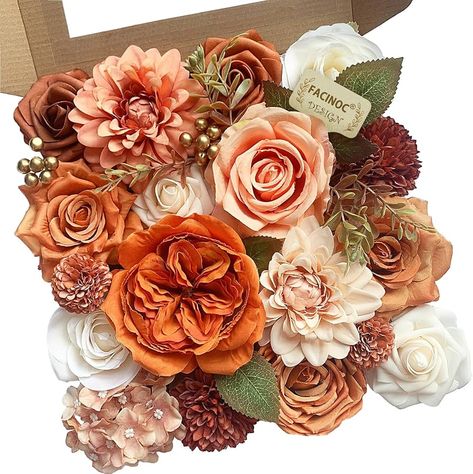 Amazon.com: FACINOC Orange Roses Artificial Flowers Fall Fake Flower Bulk for DIY Wedding Bouquet Bridal Baby Shower Centerpiece Table Decorations Faux Floral Arrangements for Party Home Decor Cake Decorating : Home & Kitchen Fall Wedding Shower Decorations, Fall Baby Shower Centerpieces, Arch Vase, Handmade Wedding Decorations, Floral Baby Shower Decorations, Hacienda Wedding, Fake Flower Arrangements, Light Pink Wedding, Enchanting Wedding