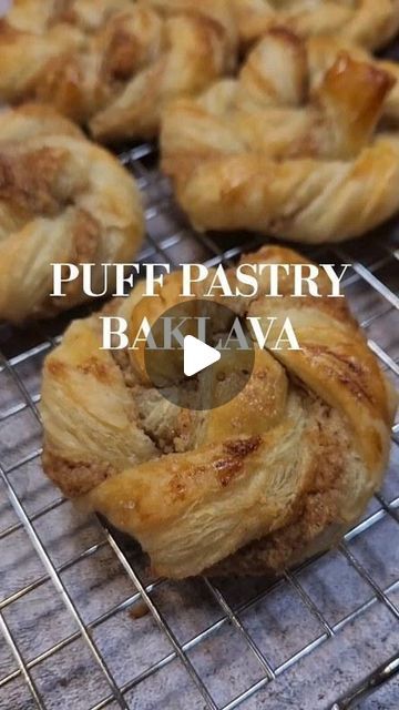 Baklava Puff Pastry Cinnamon Rolls, Baklava Recipe Easy Puff Pastry, Baklava Puff Pastry, Puff Pastry Baklava, Flaky Pastry Recipe, Baklava Recipe Easy, Baklava Recipe, Easy Puff Pastry, Flaky Pastry