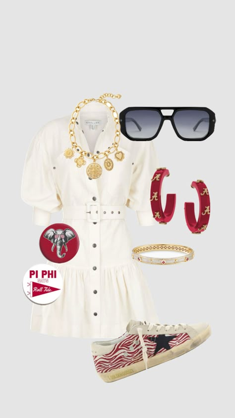 Alabama Gameday Outfit Bama Gameday Outfit, Alabama Gameday Outfit, Bama Gameday, Rush Week Outfits, College Gameday Outfits, Rush Outfits, College Fits, Concert Fits, Country Concerts