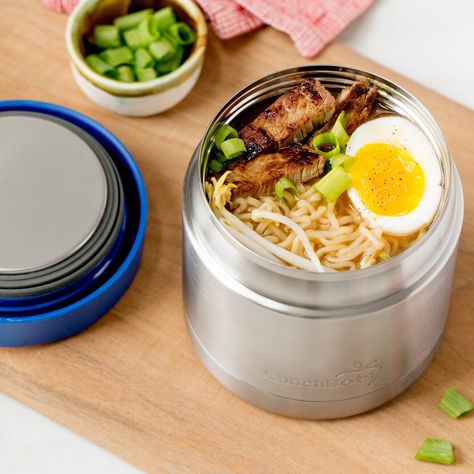 Ramen to the rescue! 🍜✨ Keep your noodles warm and cozy in the LunchBots Wide Thermal for a delicious lunch on the go.  Easy to pack and even easier to enjoy! Thermos Lunch, Salad Packaging, Lunch Box Thermos, Salad Box, Hot Lunch, Easy Eat, Hot Food, Winter Comfort, Lunch To Go