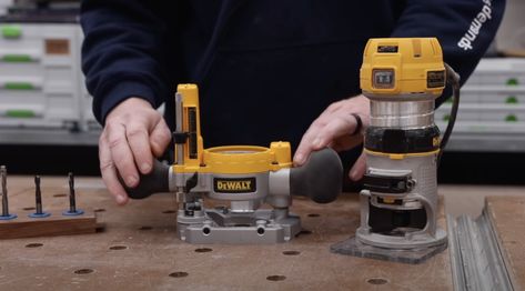 The Dewalt DWP611 is a capable and versatile little palm router - a great router for novice and professionals alike. Dewalt Router Bits, Router Bit Types, Dewalt Router, Using A Router, Trim Router, Wood Fiber, Bare Necessities, Router Bits, Power Drill