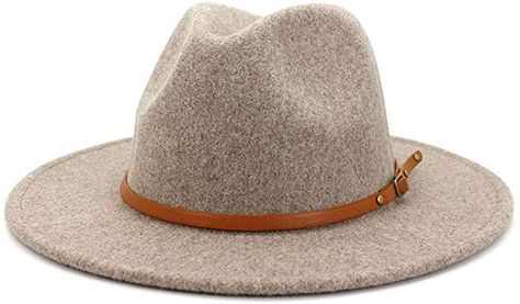 Lisianthus Women Wool Wide Brim Belt Buckle Fedora Hat A Brown Belt A-Oatmeal at Amazon Women’s Clothing store Fall Outfits With Hats, Amazon Outfits, Look Boho Chic, Wool Fedora Hat, Simple Fall Outfits, Women Belt, Wide Brim Fedora, Wool Fedora, Stylish Hats