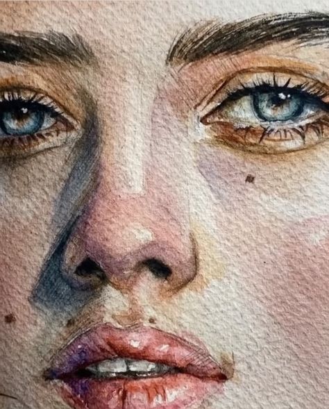 Intense Art, Portrait Painting Tutorial, Watercolor Face, Watercolor Art Face, Watercolor Eyes, Watercolor Blog, Aqua Art, Watercolor Painting Techniques, Watercolor Art Lessons