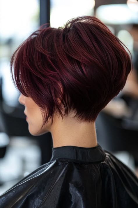 21 Pixie Hair Color Ideas For A Fresh Look Dark Red Pixie Haircut, Pixie Hair Color Ideas, Short Auburn Hair, Red Pixie Haircut, Brownish Red Hair, Growing Out Pixie, Pixie Hair Color, Short Haircuts Ideas, Red Violet Hair